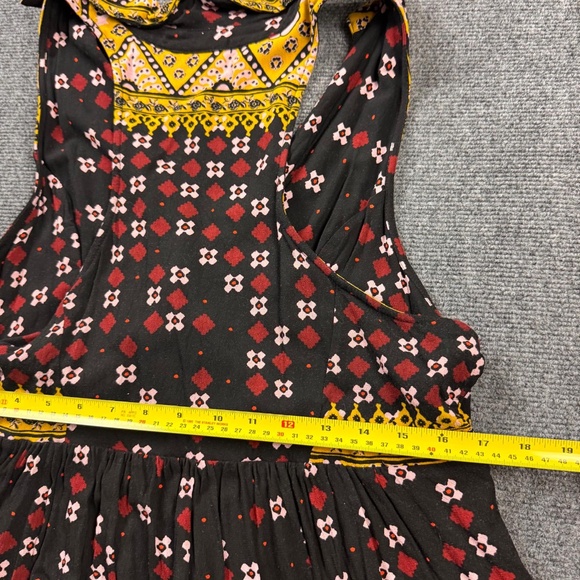 Free People Charlotte Sleeveless Printed Long Top Fall Colors Women's Large Boho - Picture 10 of 11